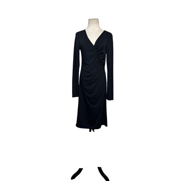 Max & Cleo black v neck long sleeves midi dress size Medium - Picture 5 of 11